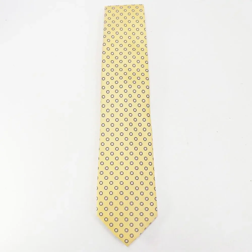 Jos A Banks Tie Mens 60 in Silk Pale Yellow Geo Octagon Executive Collection